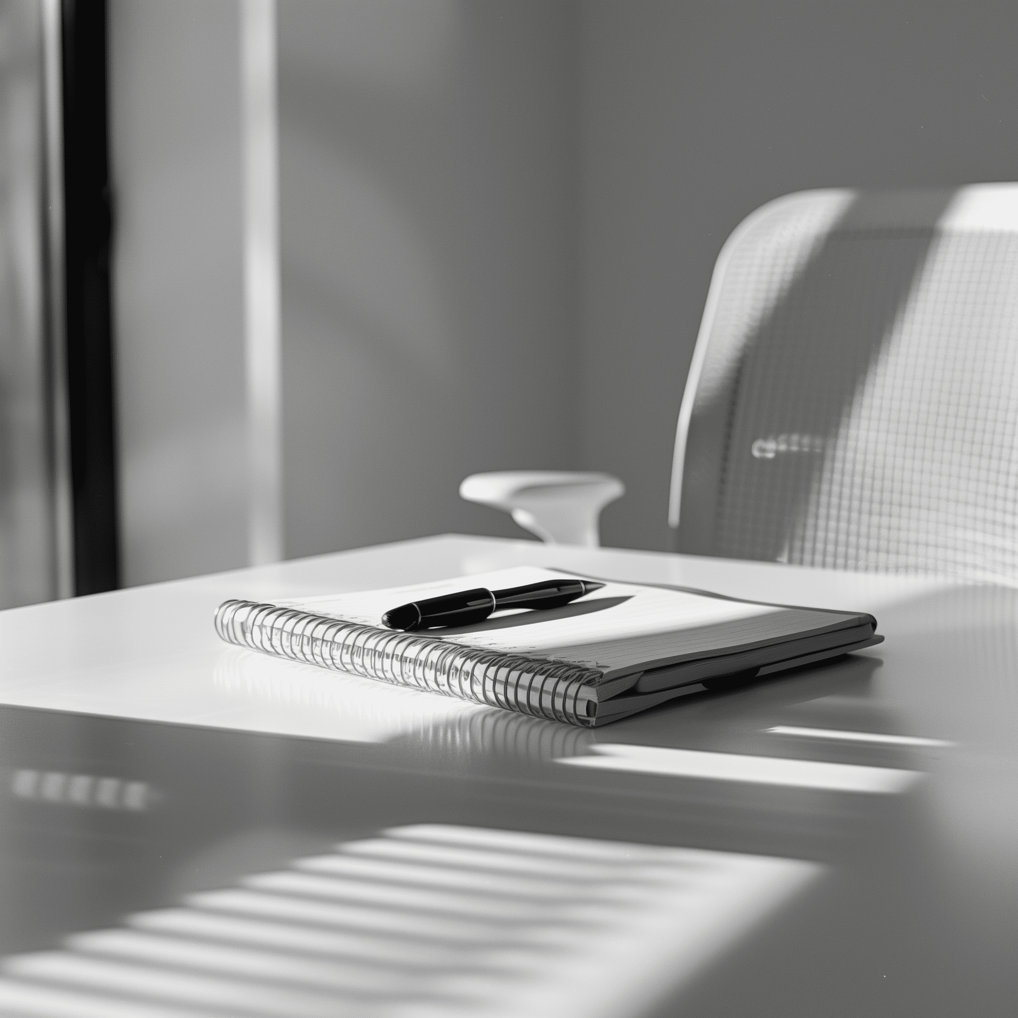pen and notebook on desk