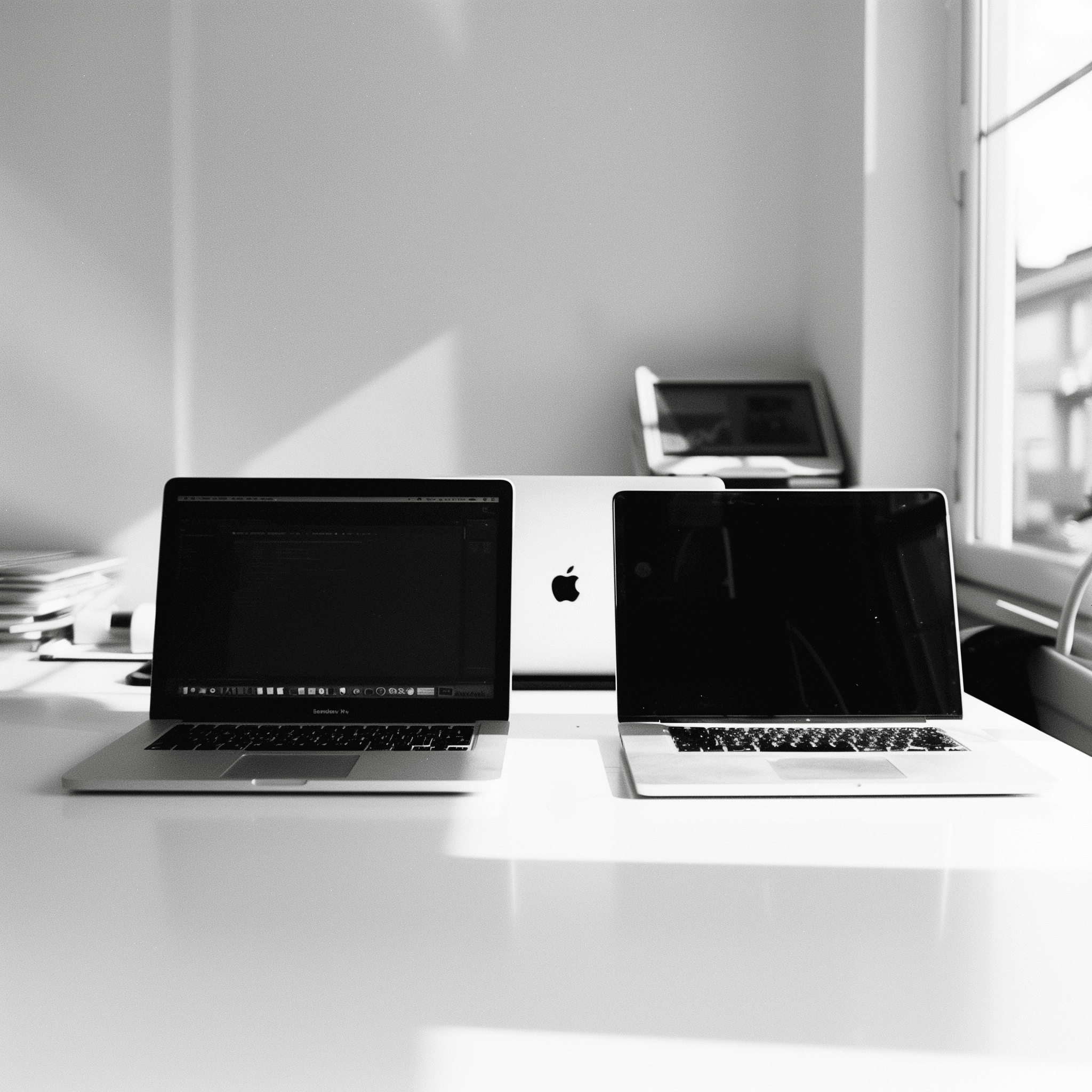 two laptops on desk